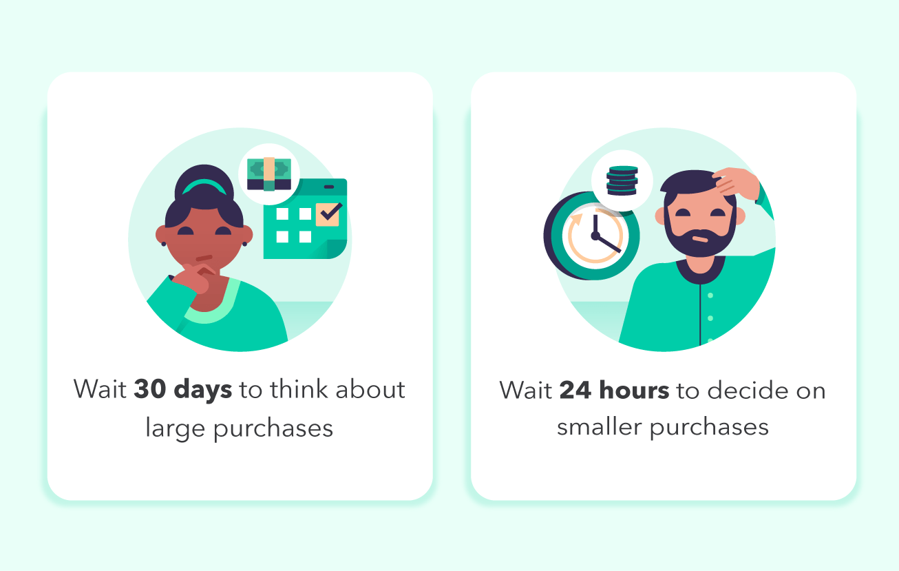 Diagram showing how to save money with 24 hour and 30-day budgeting