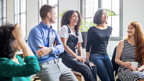 diverse coworkers during a casual meeting