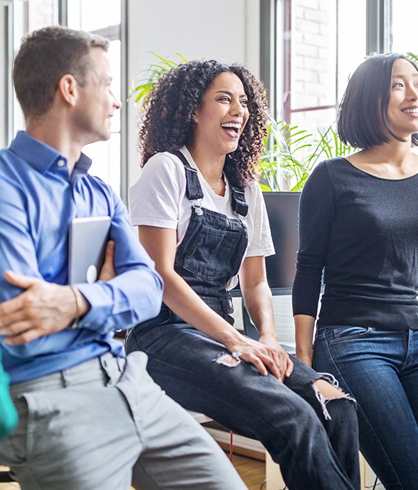 diverse coworkers during a casual meeting