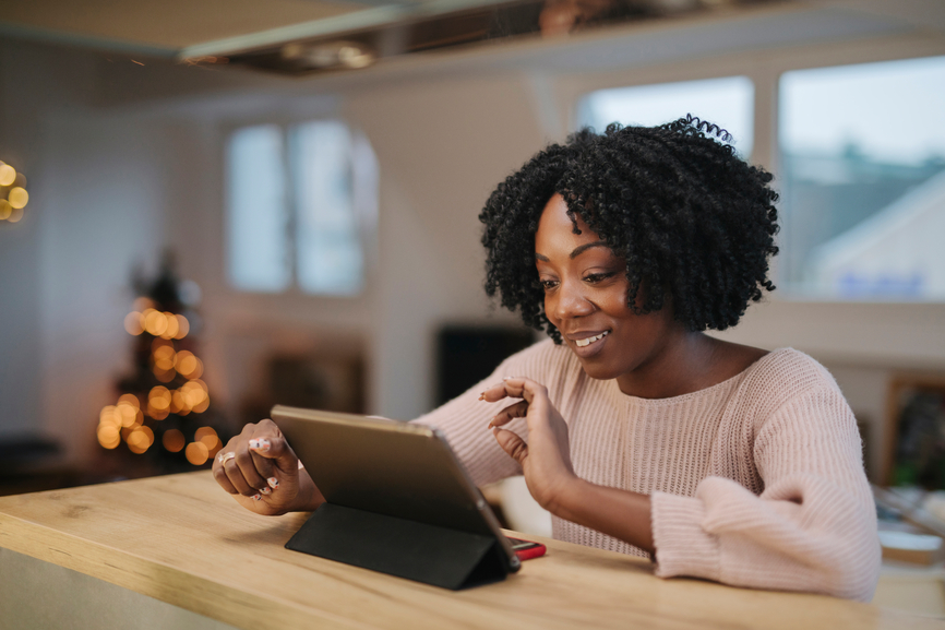 African American Woman using tablet