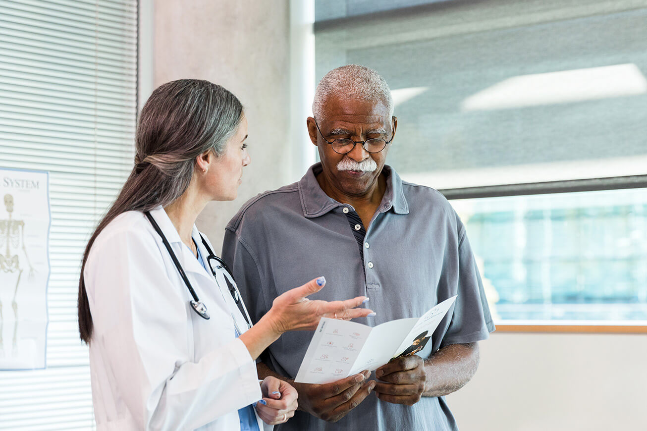 A man consults with his doctor. 