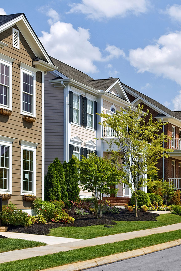 A row of homes in an HOA community