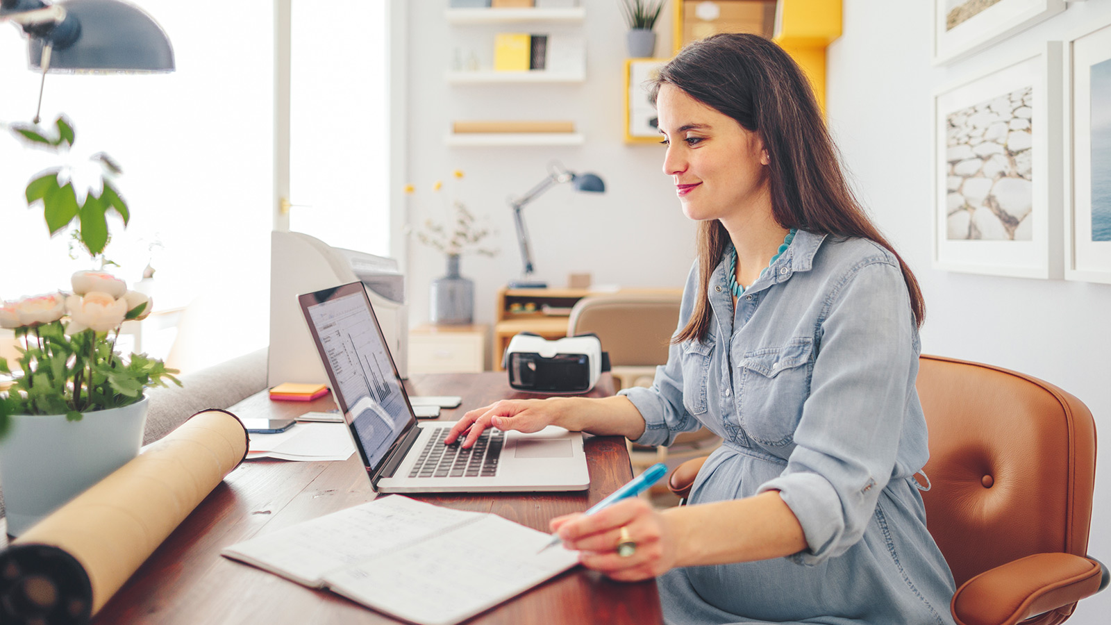 A woman researches what tax deductions she is eligible for.